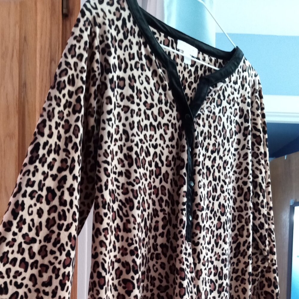 Charter Club Animal Print Velour Pajama Top